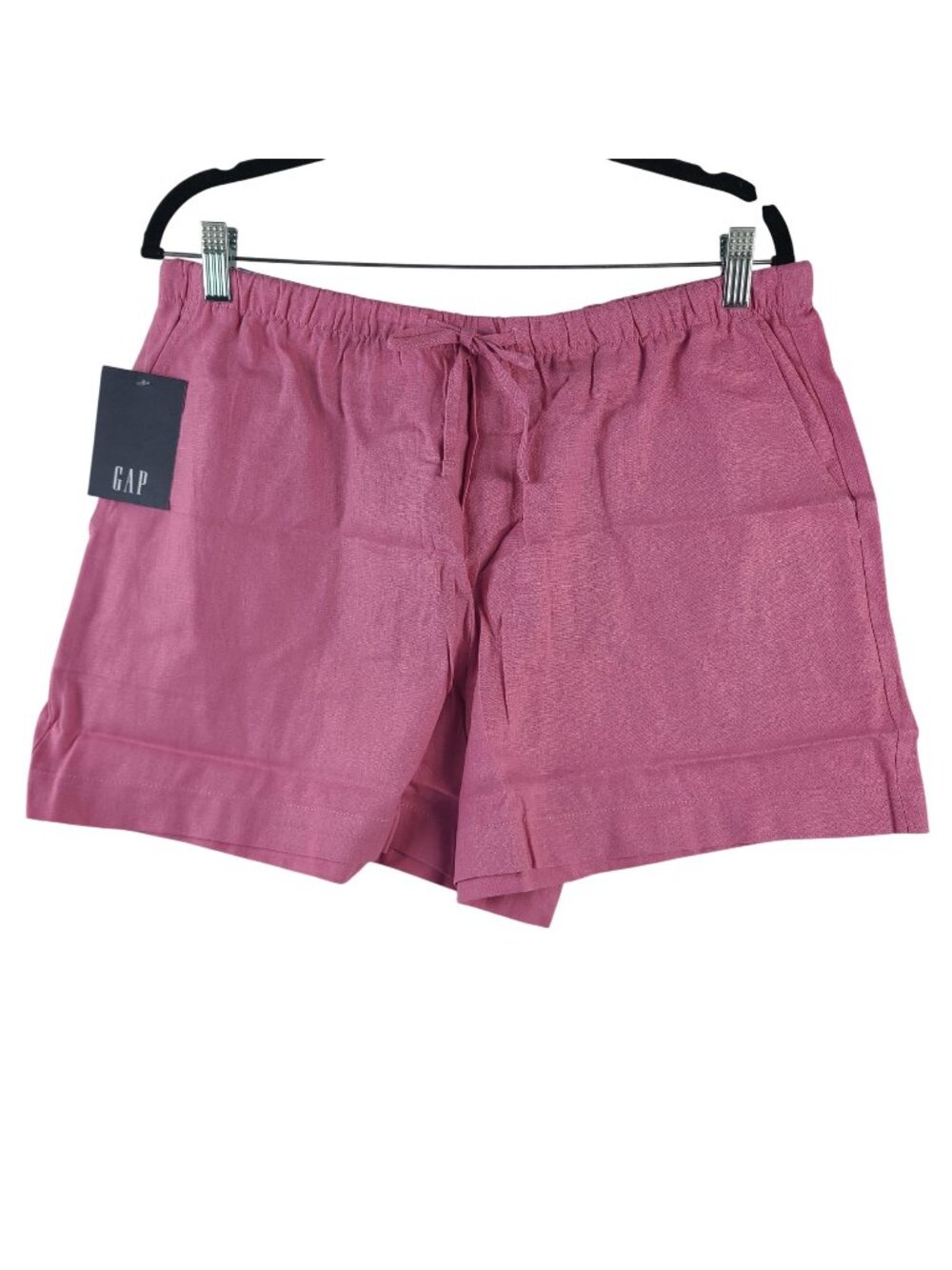 NEW Gap Women's Linen Pull-On Shorts Pink Size L Elastic Waist Drawstring